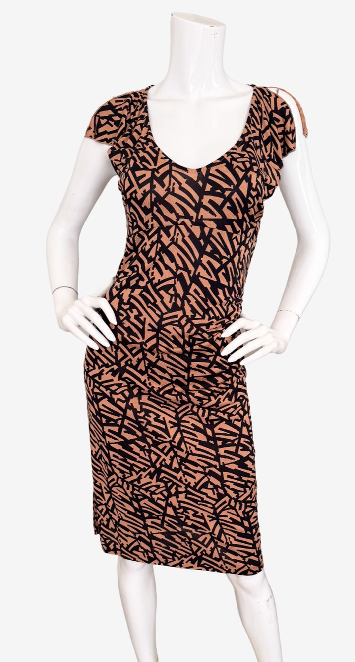 Diane von Furstenberg Y2K 90s Vintage Dress Silk Jersey Dezra Flutter Sleeve 6